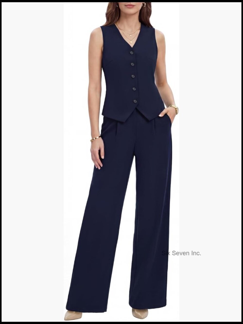 2 Piece Vest Pants Suit - Wrinkle-Free Waistcoat Dressy Business Formal Outfit